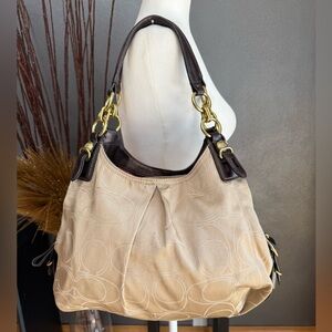 Coach Tan and Brown Hobo Bag